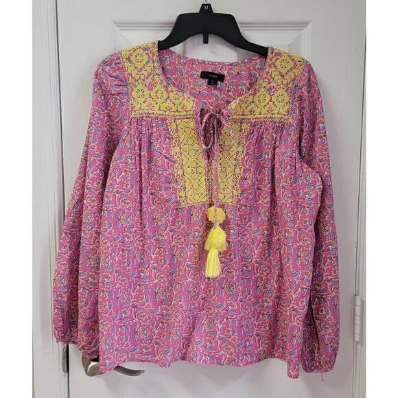 J.Crew Embroidered Cotton Voile Boho Top S - Picture 2 of 9